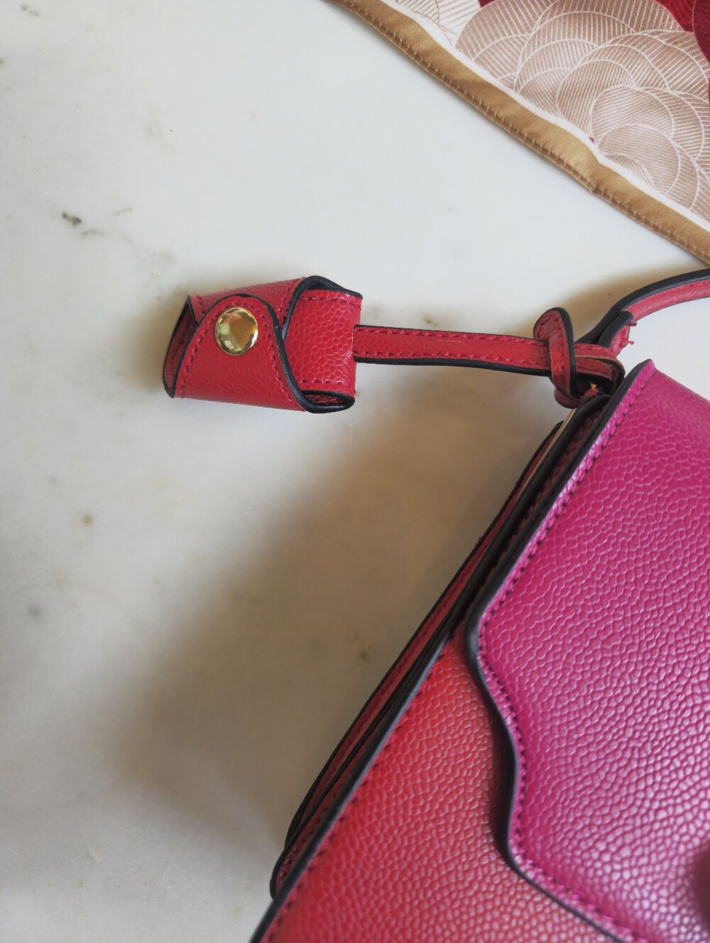 NWT Carpisa Italian Flap Crossbody Bag In Red/Hibiscus Faux Leather - Picture 10 of 16